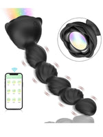 Censan Telefon Kontrollü Haley Rose Pulled Beads Anal Plug – Siyah - C-7650S