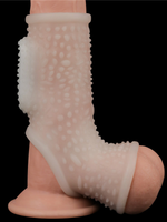 Censan Vibrating Drip Knights Ring with Scrotum Sleeve (Beyaz) - C-LV343116