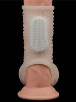 Censan Vibrating Drip Knights Ring with Scrotum Sleeve (Beyaz) - C-LV343116