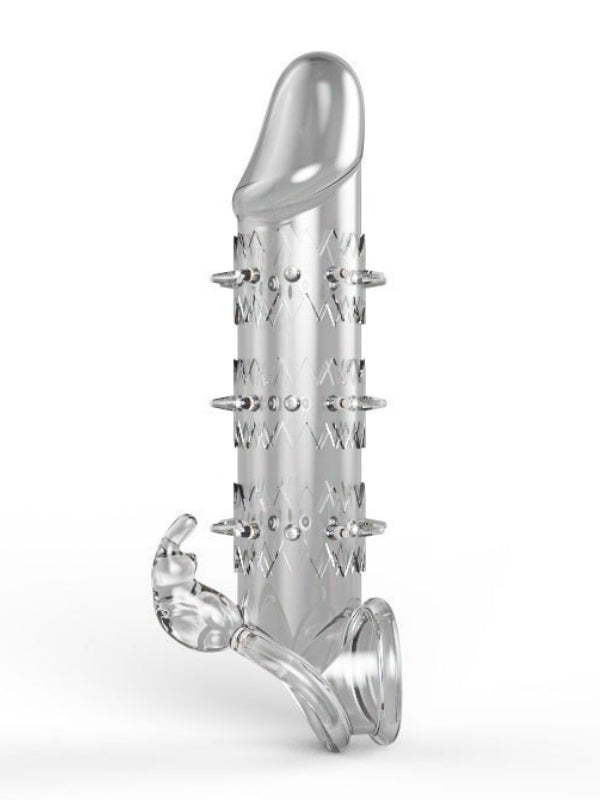 Censan Wolf Warrior Crystal Şeffaf Dokulu Penis Kılıfı – Esnek TPE Malzeme, Gerçekçi His, 13.8 cm - C-7687