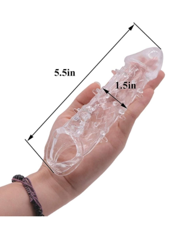 Censan Wolf Warrior Crystal Şeffaf Dokulu Penis Kılıfı – Esnek TPE Malzeme, Gerçekçi His, 13.8 cm - C-7687