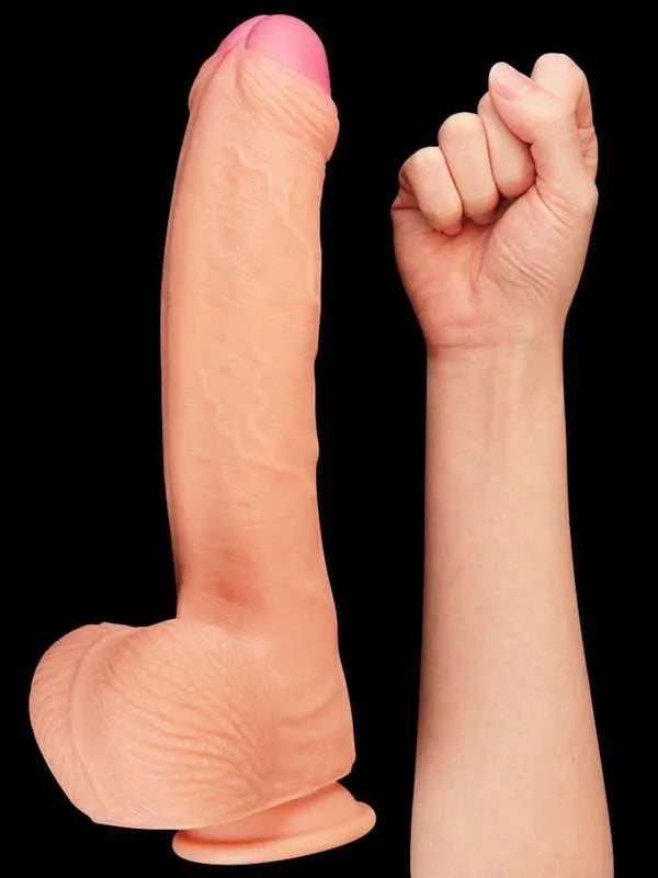 Çift Katmanlı Platinyum Silikon Realistik Dildo 28 cm - LV411011