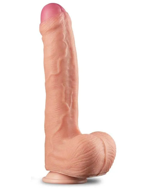 Çift Katmanlı Platinyum Silikon Realistik Dildo 28 cm - LV411011