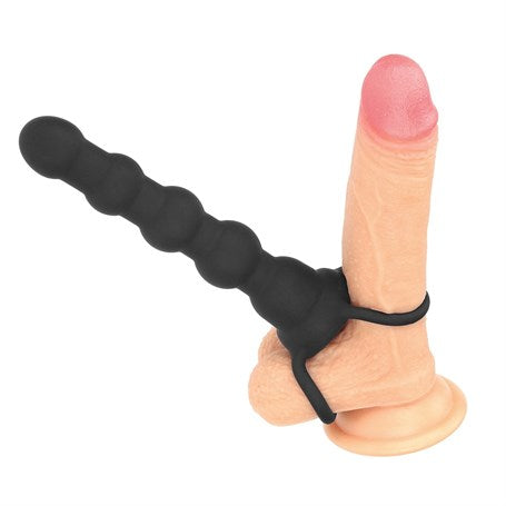 Çift Kavrama Halkalı Titreşimli 14 cm Anal Plug Vibratör Mastürbatör - LV2619