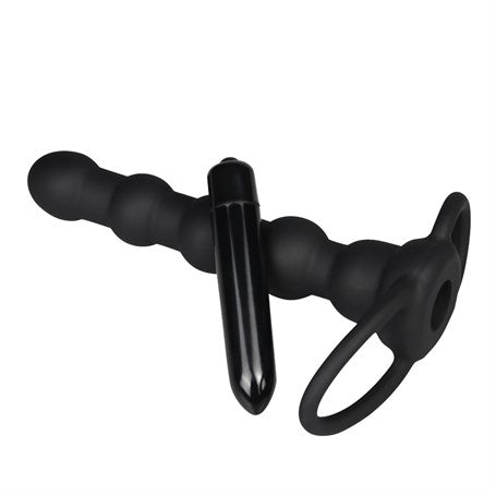 Çift Kavrama Halkalı Titreşimli 14 cm Anal Plug Vibratör Mastürbatör - LV2619