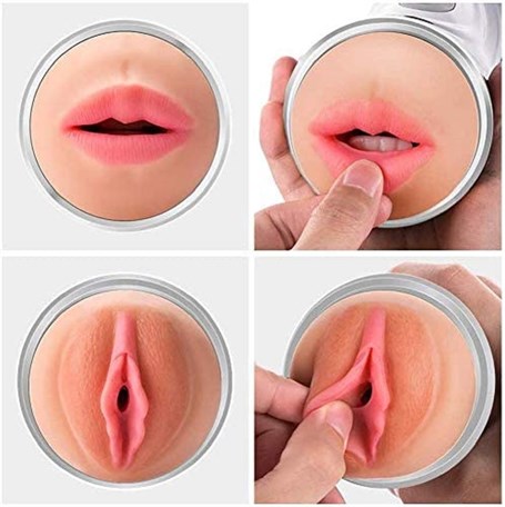 Çift Taraflı Fener Tipi Realistik Suni Vajinal ve Oral Mastürbatör - BDM7017