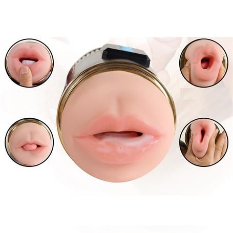 Çift Taraflı Fener Tipi Titreşimli Realistik Suni Vajinal ve Oral Mastürbatör - Kay - BDM1298