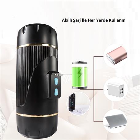 Çift Taraflı Fener Tipi Titreşimli Realistik Suni Vajinal ve Oral Mastürbatör - Kay - BDM1298