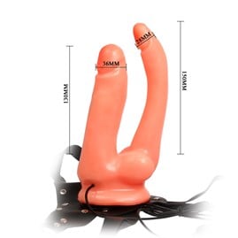 Çift Taraflı Realistik Çatal Protez Strapon Titreşimli Vibratör - B1049