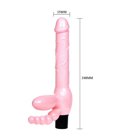 Çift Taraflı Strapon Belden Bağlamalı G-Spot Vibratör Anal Plug - B1009
