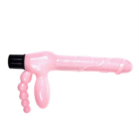 Çift Taraflı Strapon Belden Bağlamalı G-Spot Vibratör Anal Plug - B1009