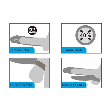 5 cm Uzatmalı Çiftli İçi Boş Testis Kavramalı 20 cm Çatal Dildo Penis Kılıfı - LV314011