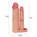 5 cm Uzatmalı Çiftli İçi Boş Testis Kavramalı 20 cm Çatal Dildo Penis Kılıfı - LV314011