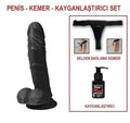 21 cm Belden Bağlamalı Realistik Dildo Zenci Penis Set - U6104B