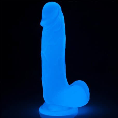 Gece Parlayan Fosforlu 19 cm Realistik Vantuzlu Şeffaf Dildo Penis - LV319020