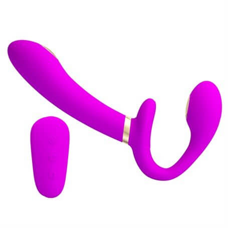 USB Şarjlı Uzaktan Kumandalı Elektro Şoklu Çift Taraflı Strapon Teknolojik G-Spot Vajinal Vibratör - BDM2268