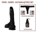 20,5 cm Belden Bağlamalı Realistik Dildo Zenci Penis Set - BDM10030B