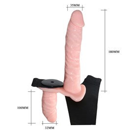 Double Belden Bağlamalı Anal Plug ve Realistik Titreşimli Penis - B1213
