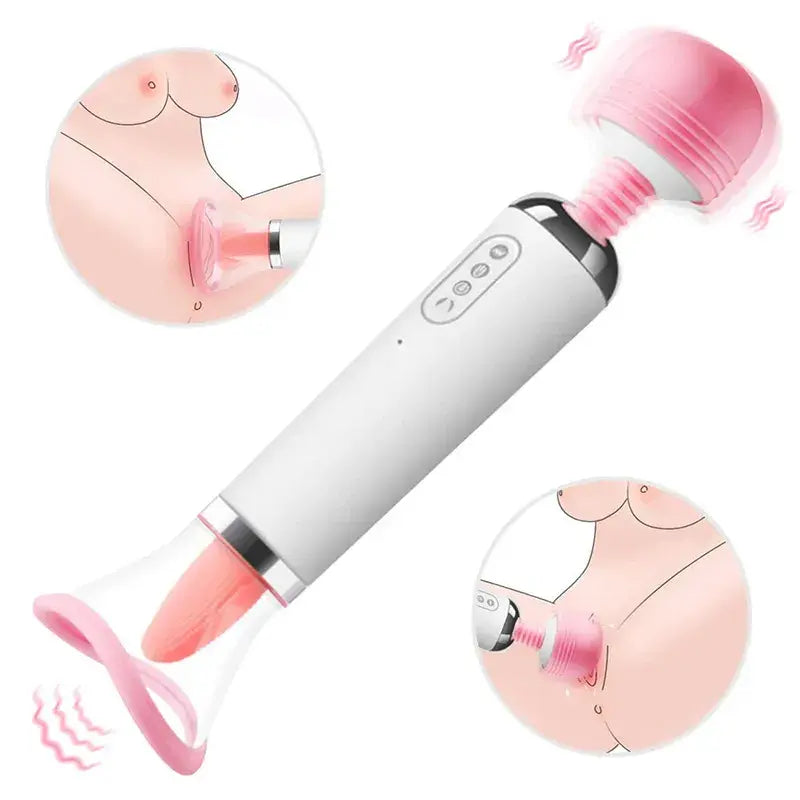 Emme ve Yalama Fonksiyonlu 3'ü 1 Arada Wand Vibratör - FA-GSV-104