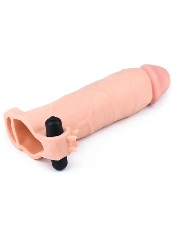 LoveToy Et Dokusunda 7.5 cm Uzatmalı Titreşimli Penis Kılıfı 20 cm - LV1066
