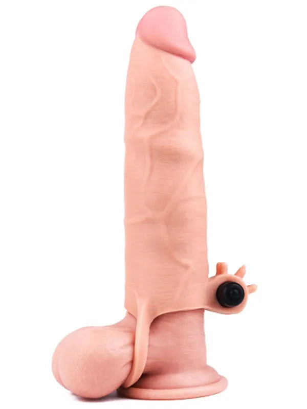 LoveToy Et Dokusunda 7.5 cm Uzatmalı Titreşimli Penis Kılıfı 20 cm - LV1066