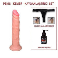18,5 cm Belden Bağlamalı Realistik Testissiz Dildo Penis Set - U6018B