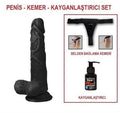 19 cm Belden Bağlamalı Realistik Dildo Zenci Penis Set - U6101B