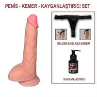 24,5 cm Belden Bağlamalı Realistik Dildo Penis Set - U6017B
