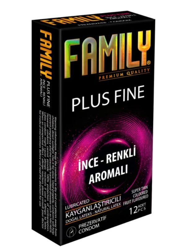Family Plus Fine - Süper İnce, Renkli Ve Meyve Aromalı - Renkli Geceler Prezervatif - C-5145
