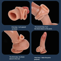 19 Cm Bold Ultra Çift Katmanlı Testisli Penis Kılıfı - FA-DT-03