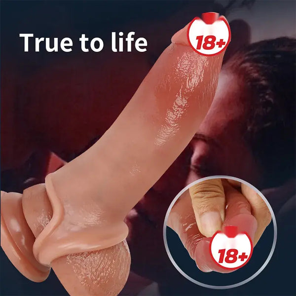 19 Cm Bold Ultra Çift Katmanlı Testisli Penis Kılıfı - FA-DT-03