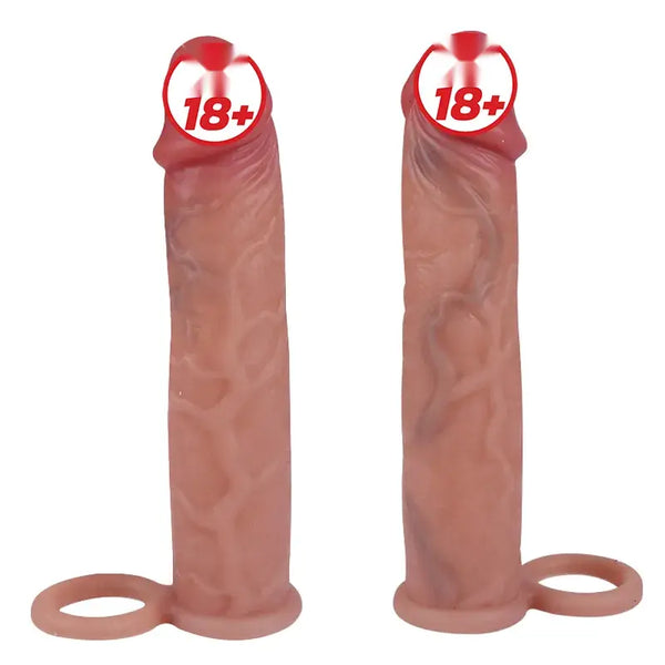 19 Cm Halkalı Ultra Çift Katmanlı Testisli Penis Kılıfı - FA-DT-04