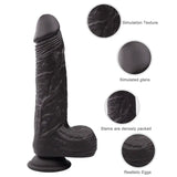 Long Dark Hareketli Isıtmalı Rotasyonlu Titreşimli Dildo - FA-SD-008