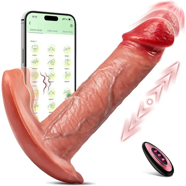 Wearable Hareketli Isıtmalı telefon Kontrollü Dildo - FA-SD-029