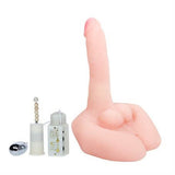 21 cm Oynar Başlı Titreşimli Sesli Çift Girişli Realistik Vibratör Masturbatör Penis - 8016