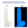 Gece Parlayan Fosforlu 19 cm Realistik Vantuzlu Şeffaf Dildo Penis - LV319020