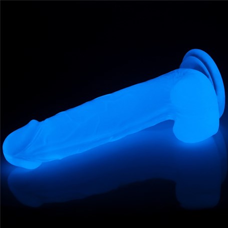 Gece Parlayan Fosforlu Belden Bağlamalı 19 cm Realistik Vantuzlu Şeffaf Dildo Penis - LV319020B