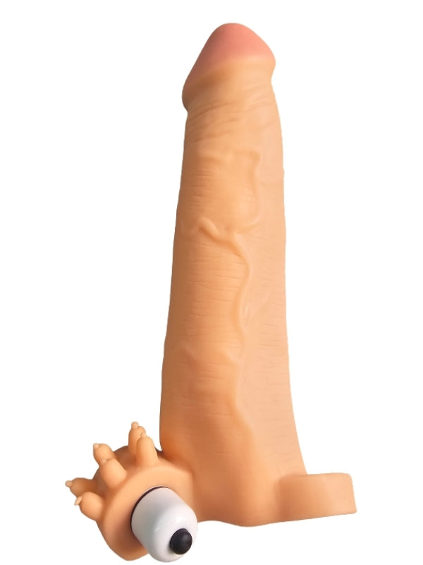 Gerçekçi Penis Kılıfı Et Dokusunda Titreşimli Testis Geçmeli 20 cm - A-AMSZ1