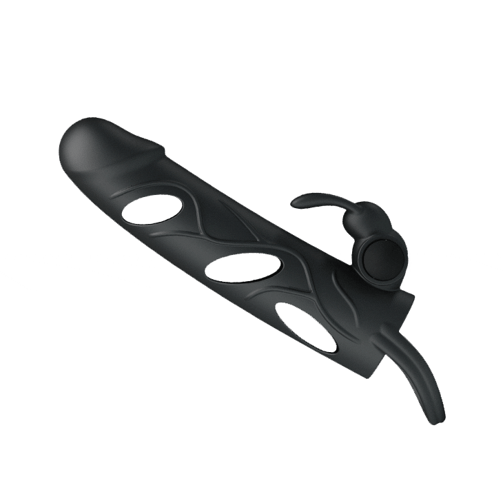 14 cm 2 cm Uzatmalı Titreşimli Klitoris Uyarıcılı Zenci Penis Kılıfı - BDM6216