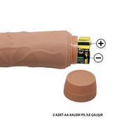 G&uuml;&ccedil;l&uuml; Titreu015fimli 19,5 cm Realistik Vibrat&ouml;r Ger&ccedil;ekci Penis Dildo - CA-BDM1032