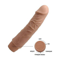 G&uuml;&ccedil;l&uuml; Titreu015fimli 19,5 cm Realistik Vibrat&ouml;r Ger&ccedil;ekci Penis Dildo - CA-BDM1032