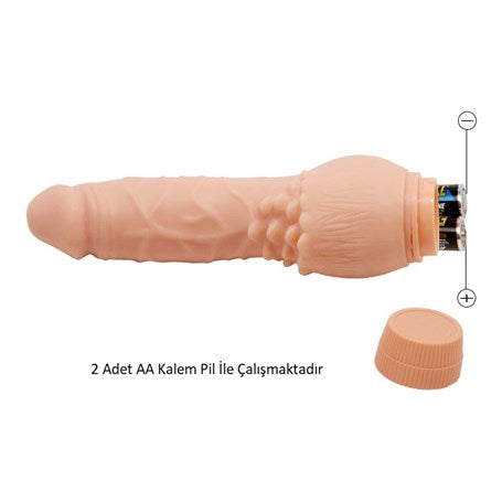 Güçlü Titreşimli 19,5 cm Realistik Vibratör Gerçekci Penis Dildo - BDM101