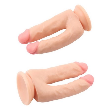 İki Uçlu Vantuzlu Realistik Çatal Dildo - BDM2154