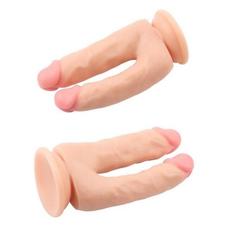İki Uçlu Vantuzlu Realistik Çatal Dildo - BDM2154