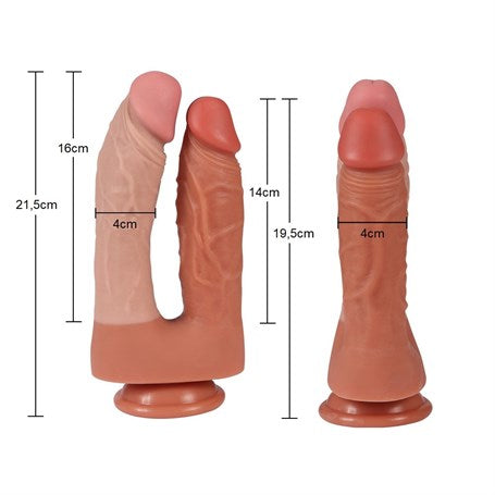 İki Uçlu Vantuzlu Yeni Nesil Realistik Çatal Dildo Penis - BDM1076B