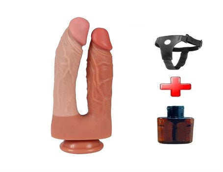 İki Uçlu Vantuzlu Yeni Nesil Realistik Çatal Dildo Penis - BDM1076B