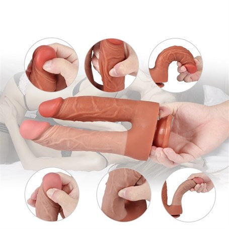 İki Uçlu Vantuzlu Yeni Nesil Realistik Çatal Dildo Penis - BDM1076B