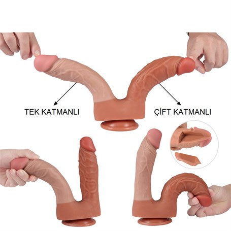 İki Uçlu Vantuzlu Yeni Nesil Realistik Çatal Dildo Penis - BDM1076