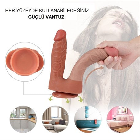 İki Uçlu Vantuzlu Yeni Nesil Realistik Çatal Dildo Penis - BDM1076B