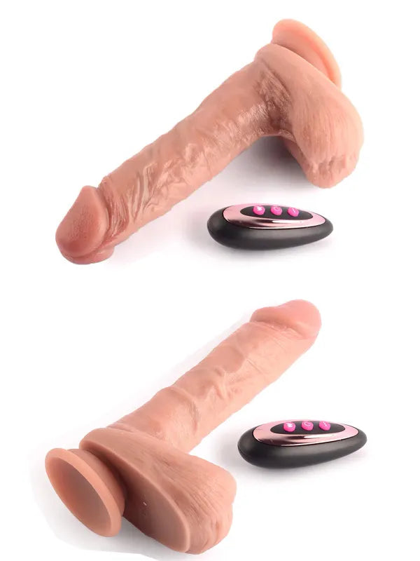 NOXXX İleri Geri Hareketli Isıtmalı Çift Katmanlı Uzaktan Kumandalı Şarjlı Dildo 21 cm - AMSI7